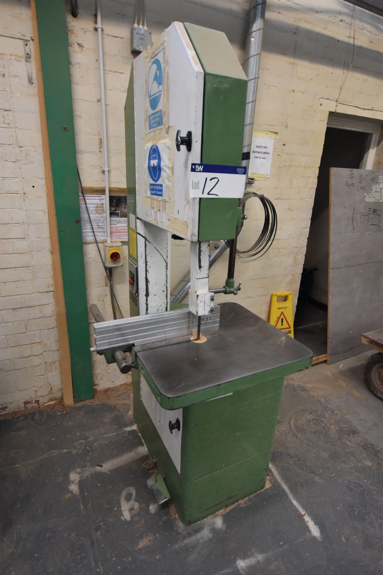 Wadkin Bursgreen 20BZB Vertical Bandsaw, serial no - Image 2 of 6