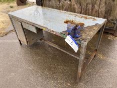 Steel Framed Workbench, with fitted Record No. 3 4