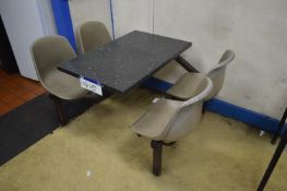 Steel Framed Canteen Table, with four fitted plastic chairs