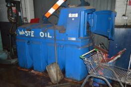 Plastic Bunded Waste Oil Storage Tank, 2000 litres, with pump, nozzle and contents