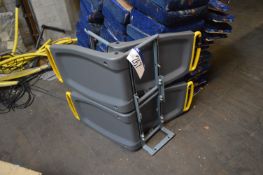 Two Bus Seats, with assorted fabric upholstered seat spares