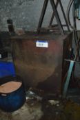 Vertical Steel Oil Tank, 500 litres, approx. 1.1m x 1.1m x 1.1m, with contents