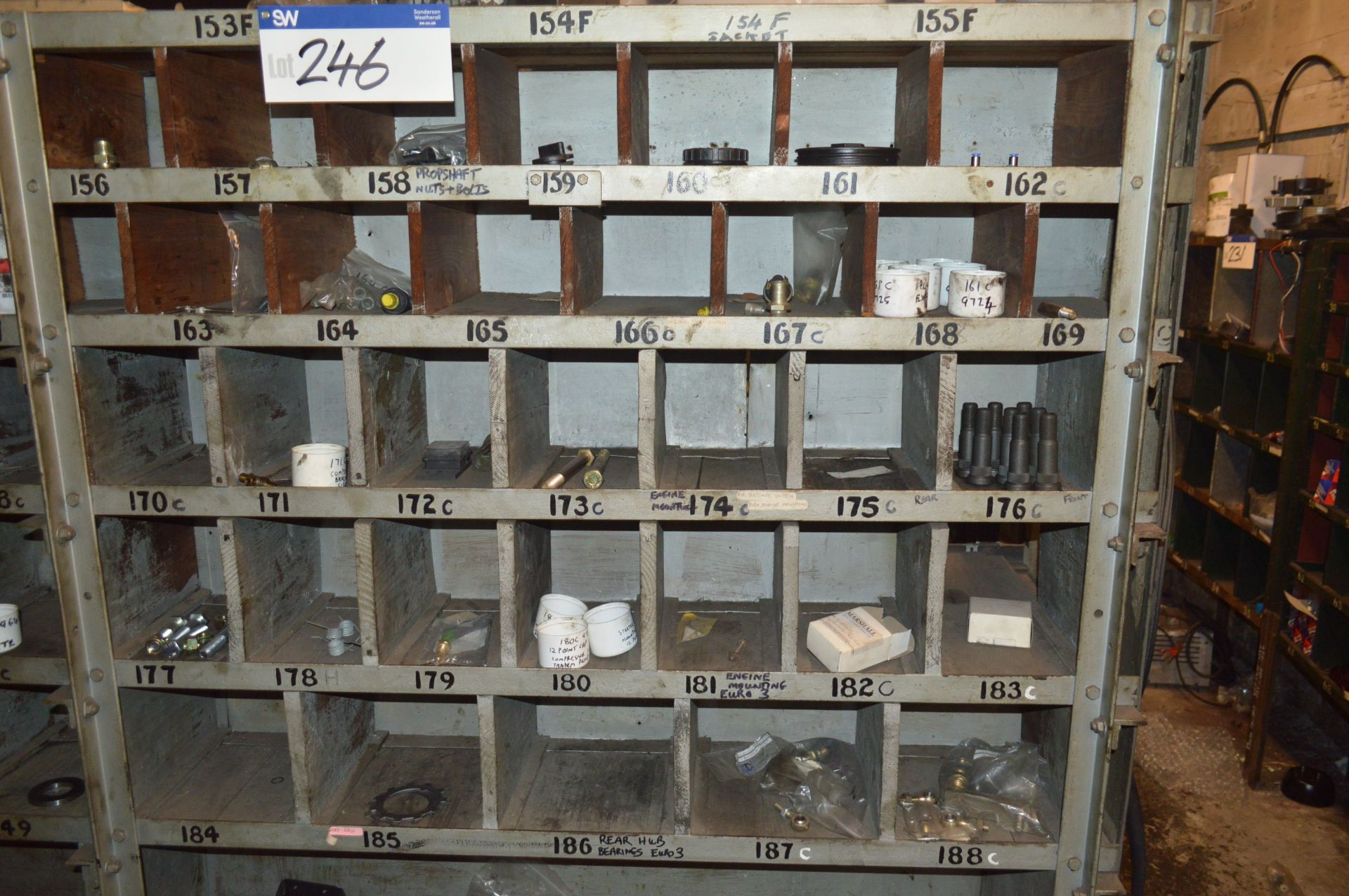 Multi-Compartment Steel Stock Rack, with contents including fastenings, fittings and electrical - Image 2 of 3