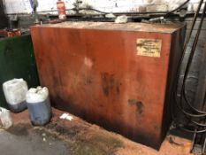 Vertical Steel Oil Tank, 500 litres, approx. 1.8m x 700mm x 1.3m, with contents