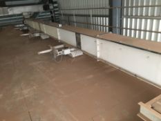 350mm CHAIN & PLASTIC FLIGHT CONVEYOR, approx. 11m