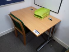 Light Oak Veneered Workstation, with green fabric