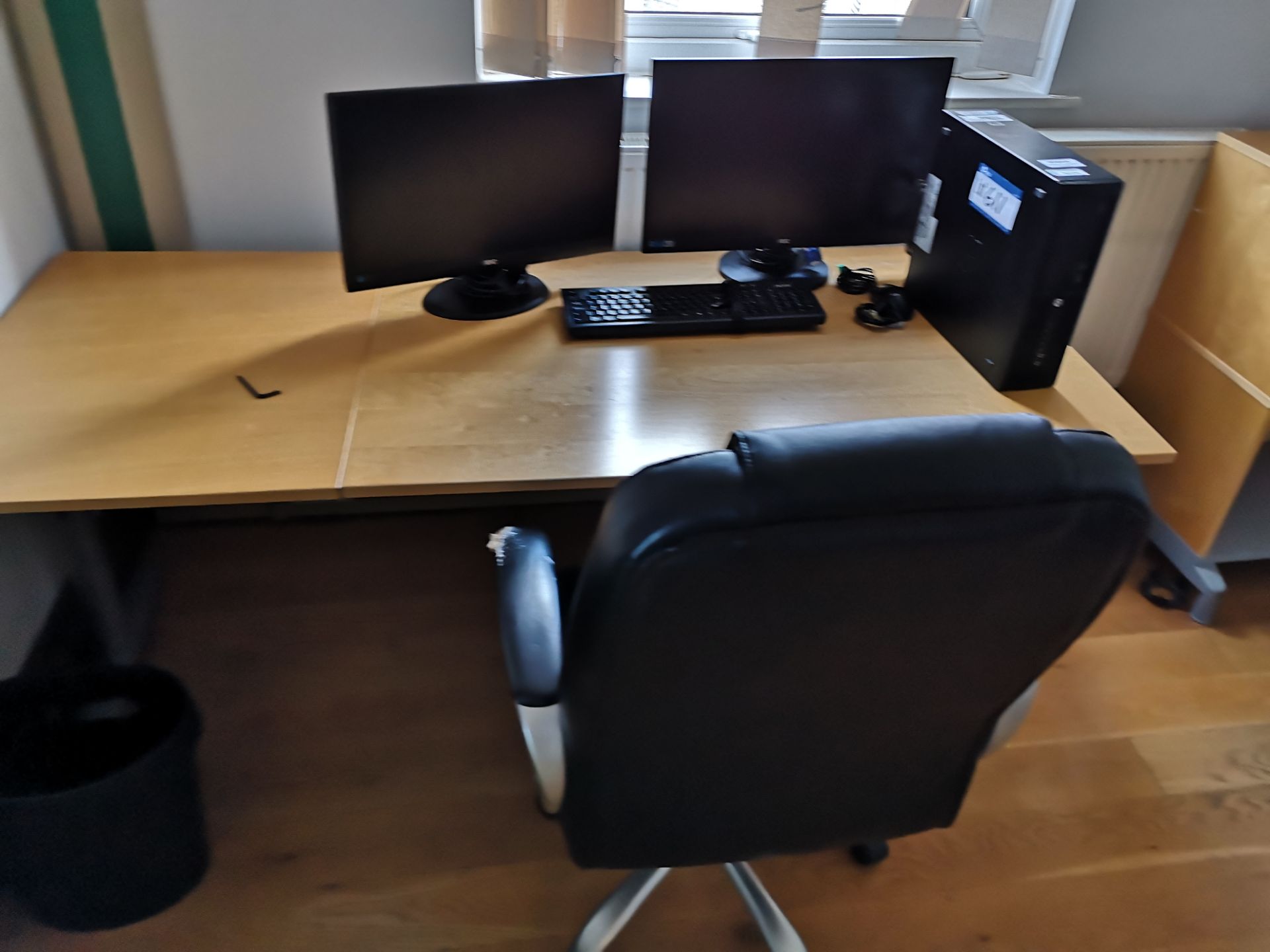 Two Light Oak Veneered Desks, with two x three dra - Image 2 of 3