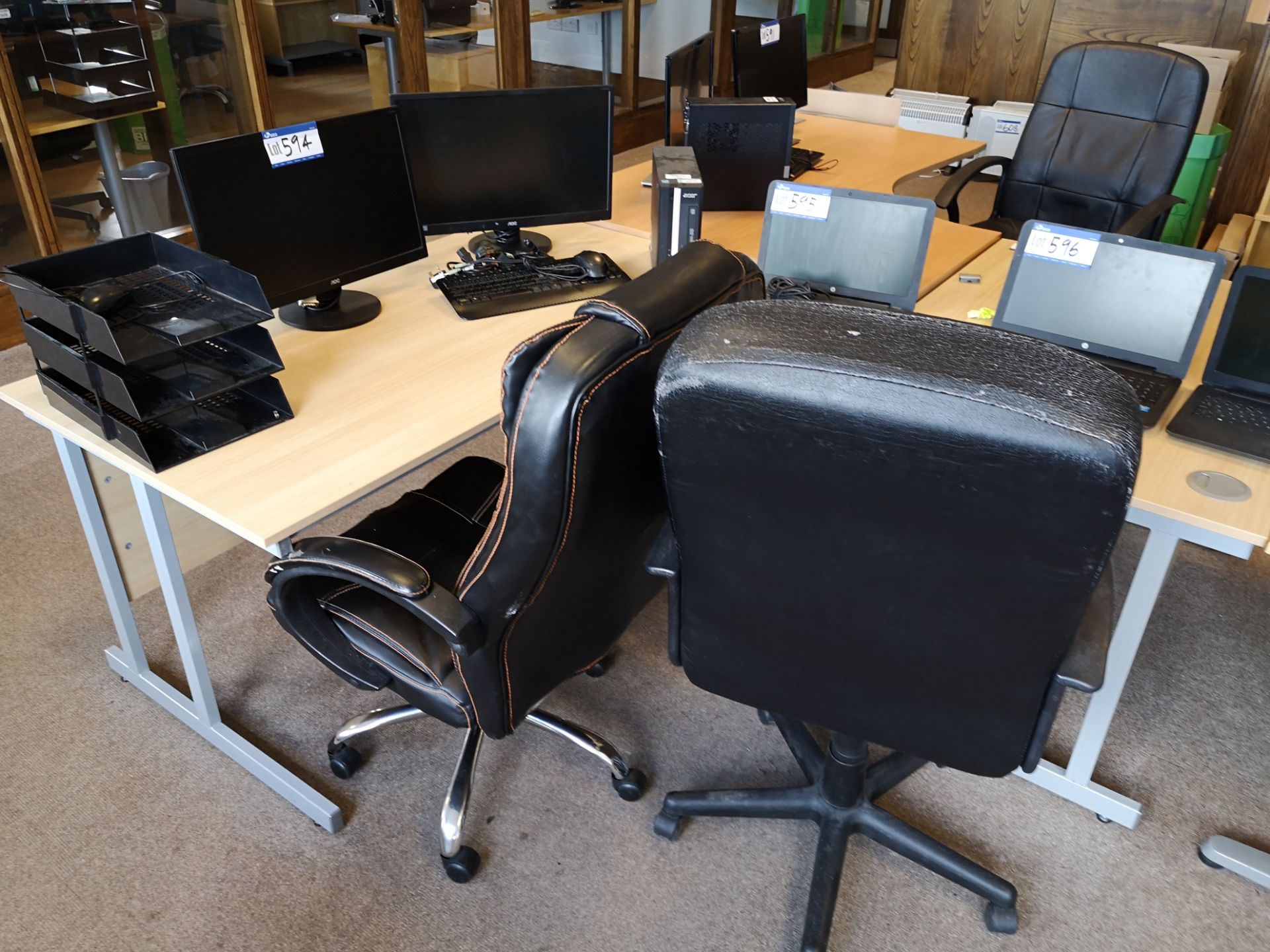 Two Light Oak Veneered Workstations, with two ligh - Image 3 of 3