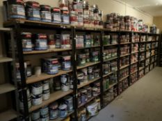 Contents to Nine Bays of Shelving, including paint
