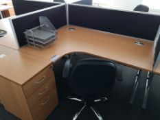 Light Oak Veneered Workstation, with pedestal, bla