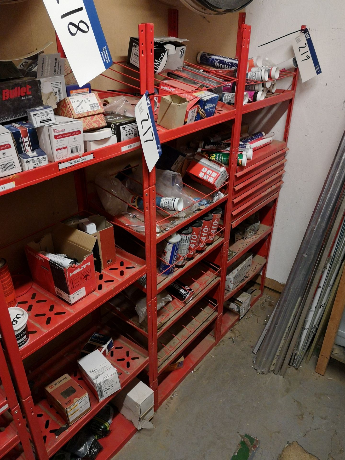 Contents to Three Bays of Shelving, including scre