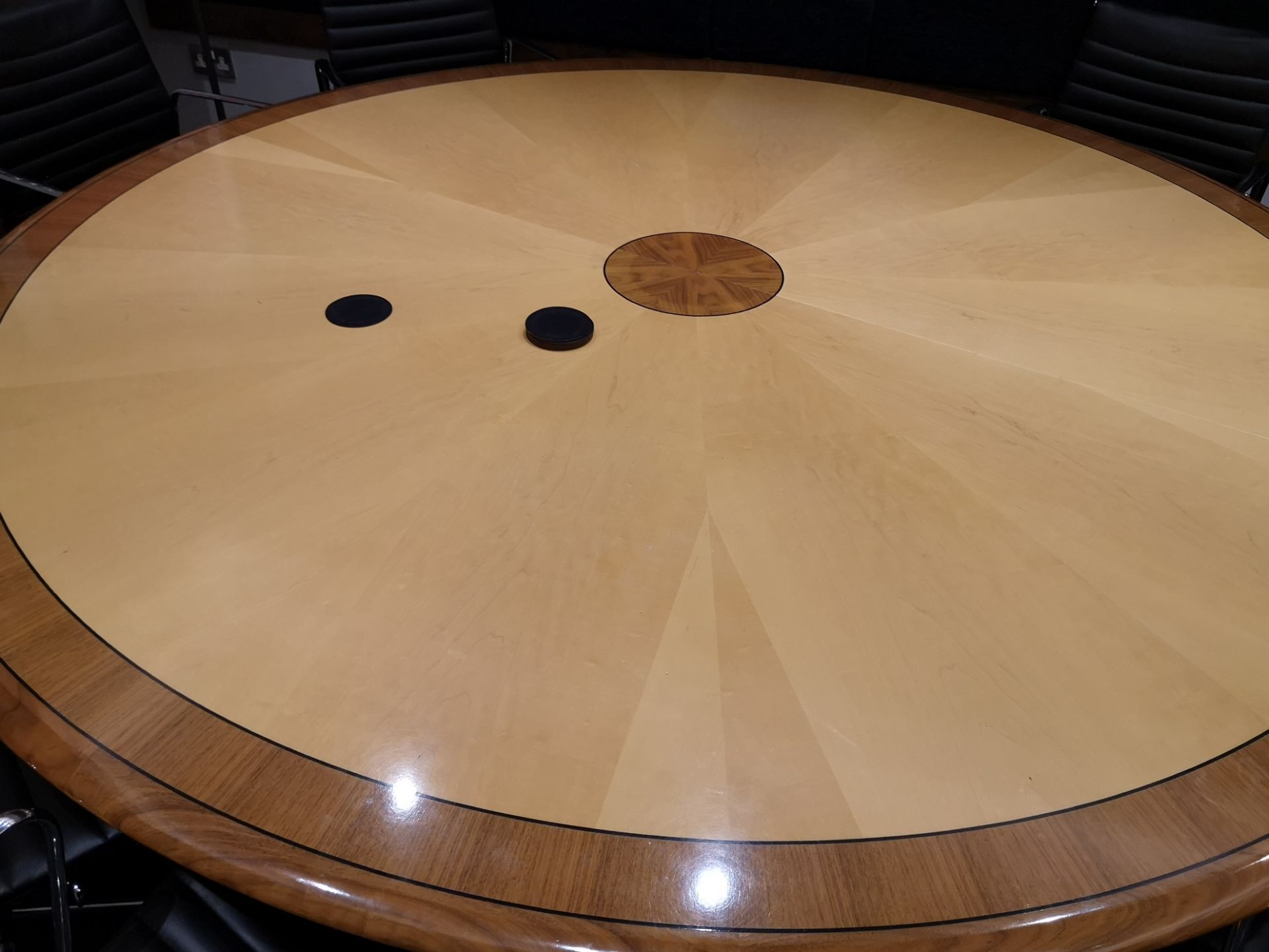 Circular Wood Conference Table, with walnut inlay, - Image 2 of 3