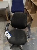 Two Mobile Swivel Fabric Backed Chairs (LOT LOCATE