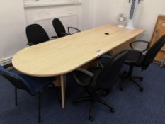 Light Oak Veneered Rectangular Table, with half ov