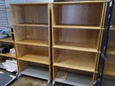 Two Light Oak Veneered Four Tier Shelving Units (L