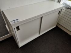 White Sliding Door Two Tier Side Cabinet (LOT LOCA