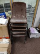 Five Brown Plastic Stacking Chairs (LOT LOCATED AT