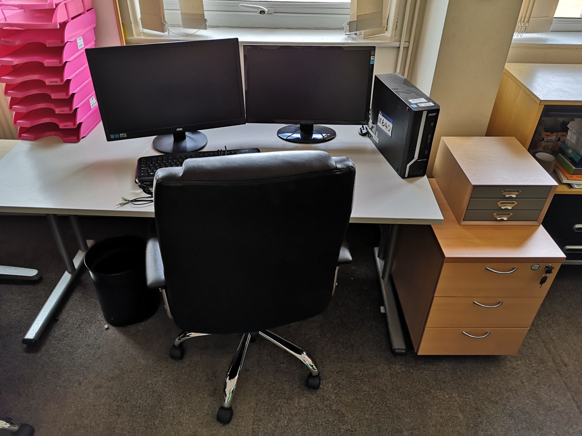 Light Oak Veneered Workstation, with grey melamine - Image 2 of 2