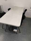 White Collapsible Table, with four plastic stackin