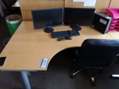 Light Oak Veneered Workstation, with grey melamine