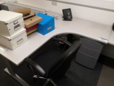 Grey Workstation, with black swivel chair and supp