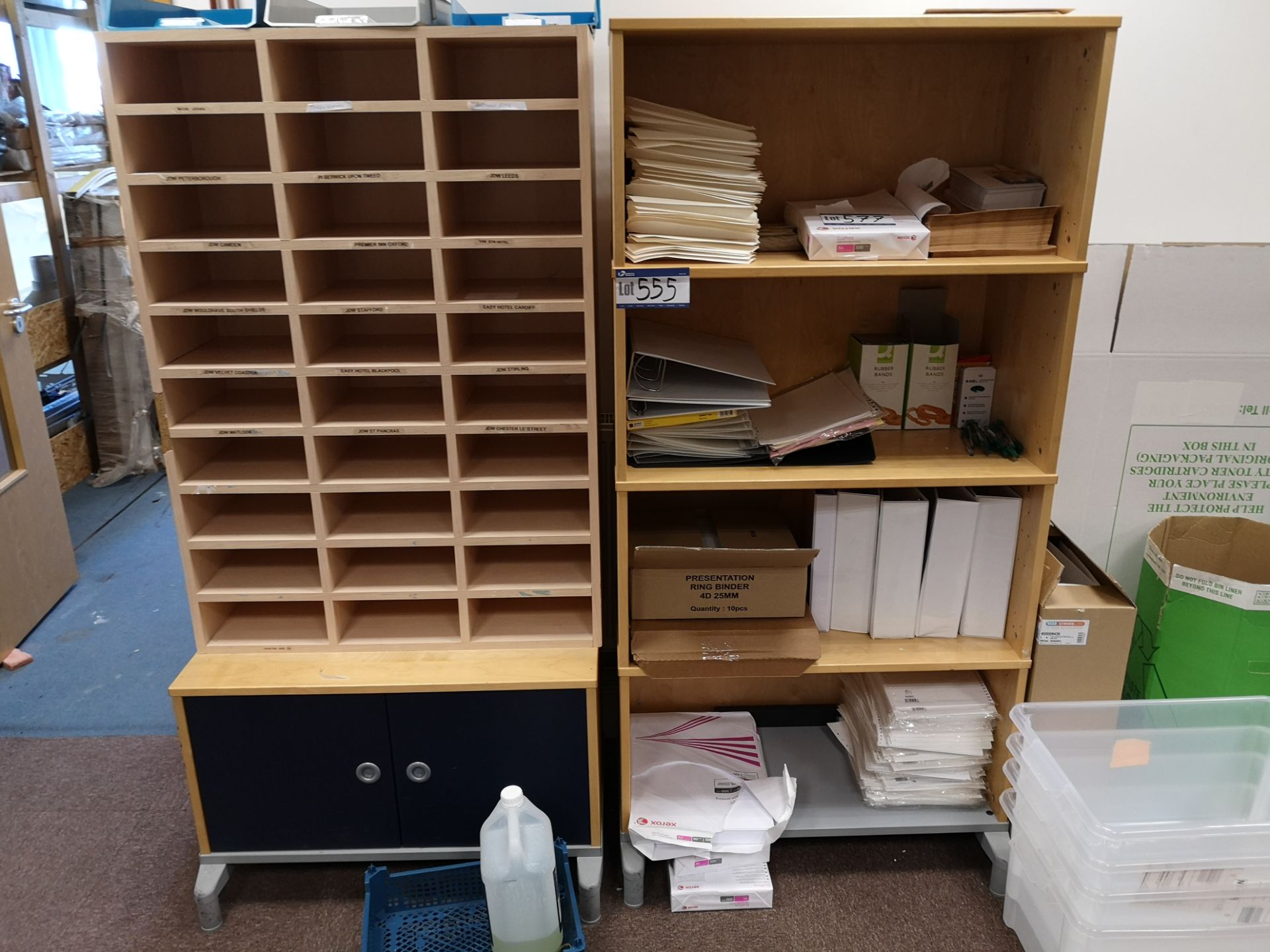 Light Oak Veneered Four Tier Shelving Unit, with l