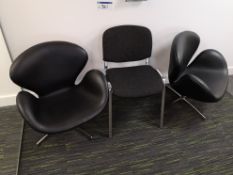 Two Black Leather Effect Swivel chairs, with one b