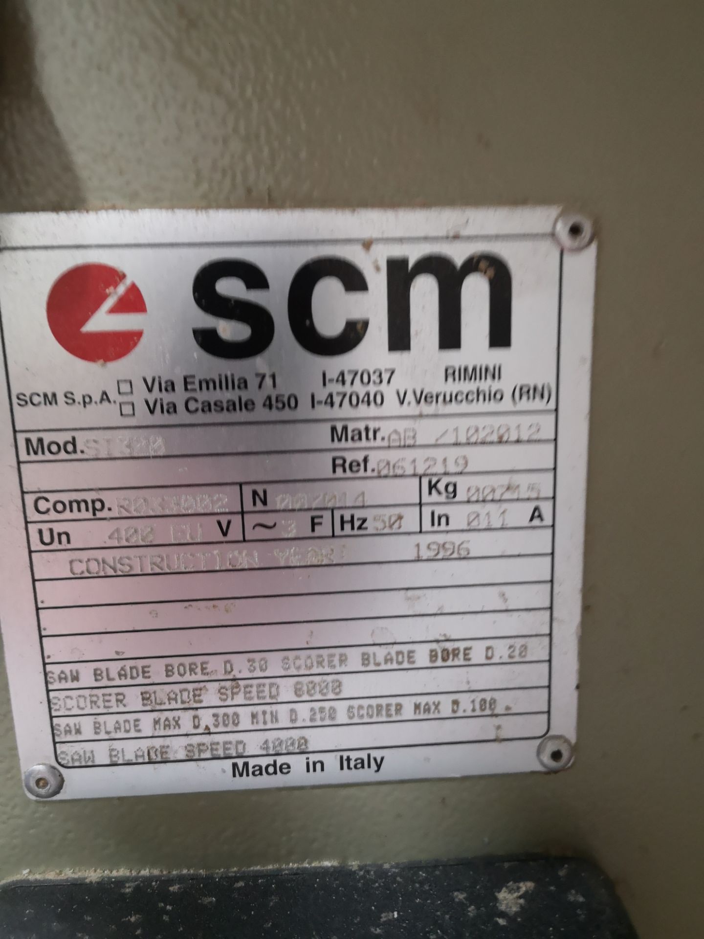 SCM 51322 Panel Saw, serial no. 061219, year of ma - Image 4 of 4