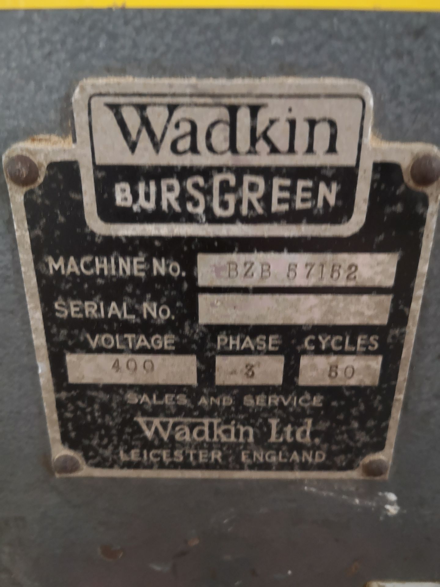 Wadkin Bursgreen BZB Vertical Bandsaw, serial no. - Image 4 of 4