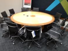 Circular Wood Conference Table, with walnut inlay,