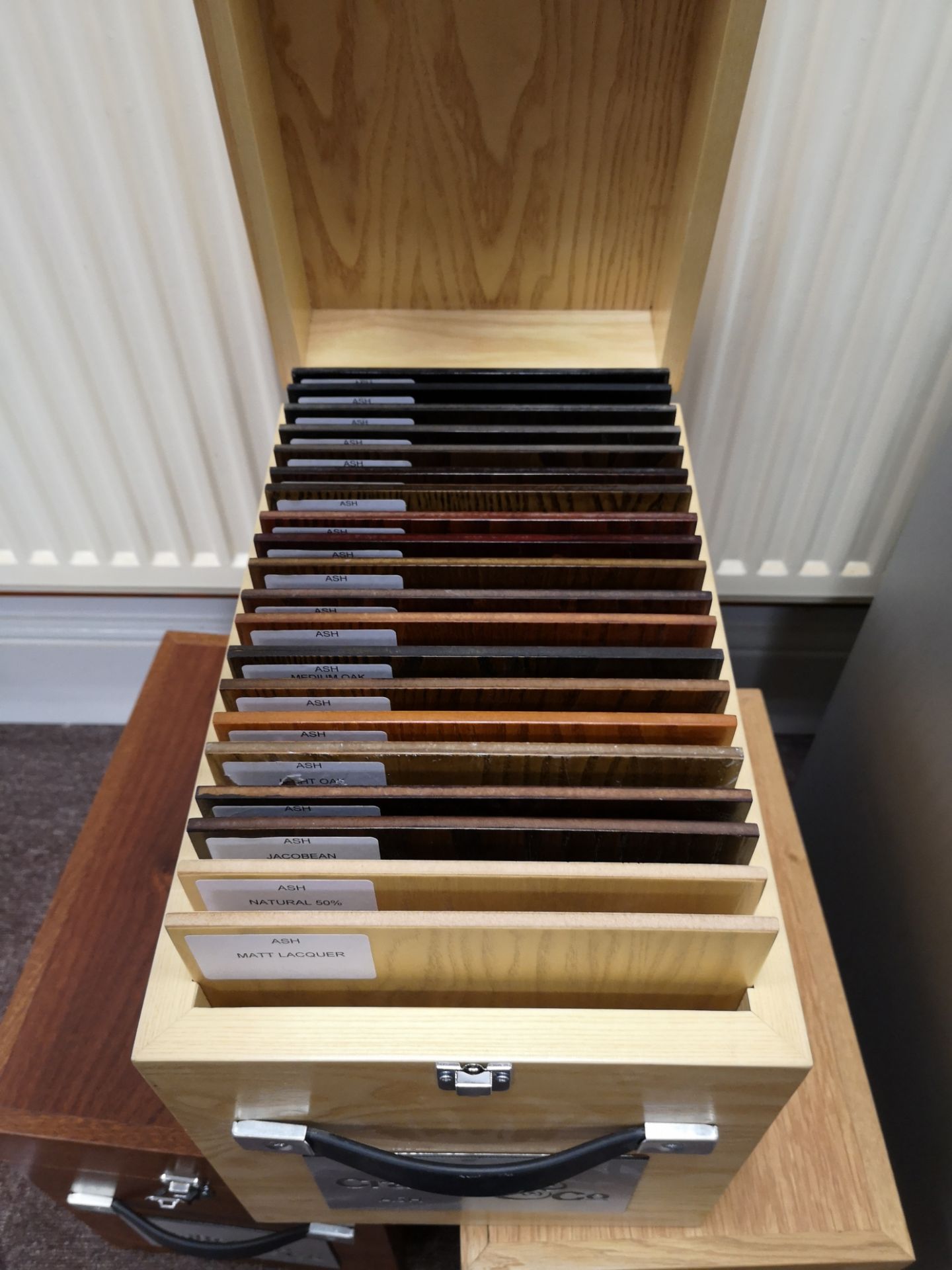 Three Wood Colour Sample Boxes of Ash, Oak & Sapel - Image 2 of 2