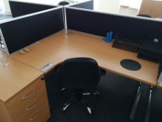 Light Oak Veneered Workstation, with pedestal, bla