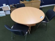 Light Oak Veneered Circular Table, with three stee