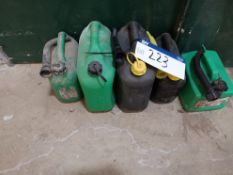 Five Various Plastic Fuel Cans (LOT LOCATED AT 8 W