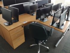 Light Oak Veneered Workstation, with pedestal and