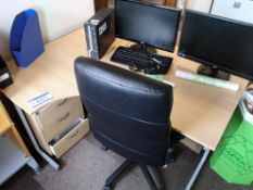 Light Oak Veneered Workstation, with three drawer