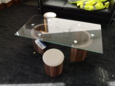 Glass Top Coffee Table, with two leather effect to