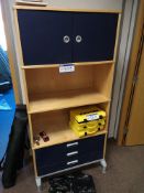 Light Oak Veneered Shelving Unit, with cupboard an