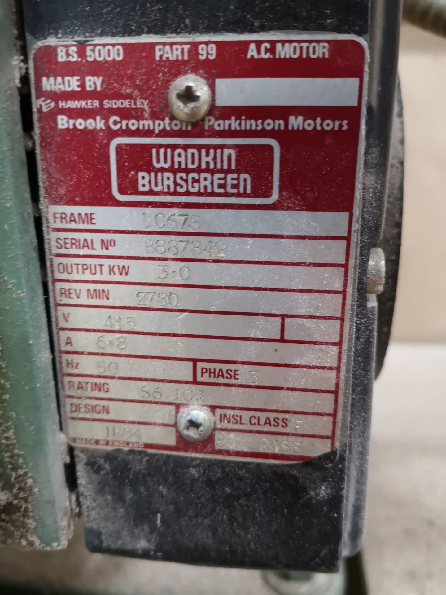 Wadkin BRA 350 Radial Arm Cut Saw, serial no. B887 - Image 3 of 3