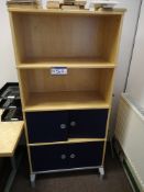 Light Oak Veneered Shelving Unit, with two cupboar