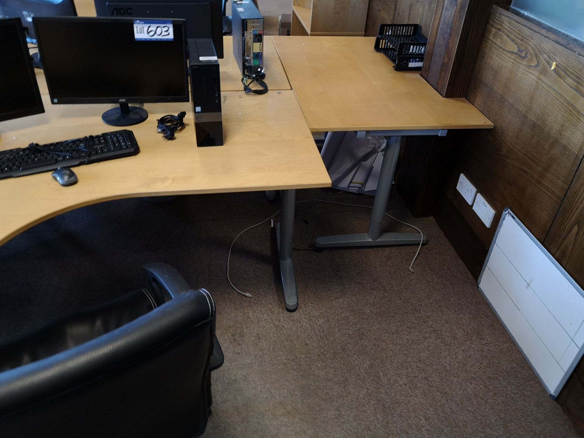 Four Light Oak Veneered Workstations, with two lig - Image 5 of 6