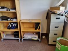 Two Light Oak Veneered Shelving Units, one x four