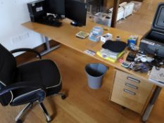 Two Light Oak Veneered Desks, with two x three dra