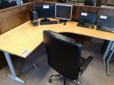 Light Oak Veneered Workstation, with three black s