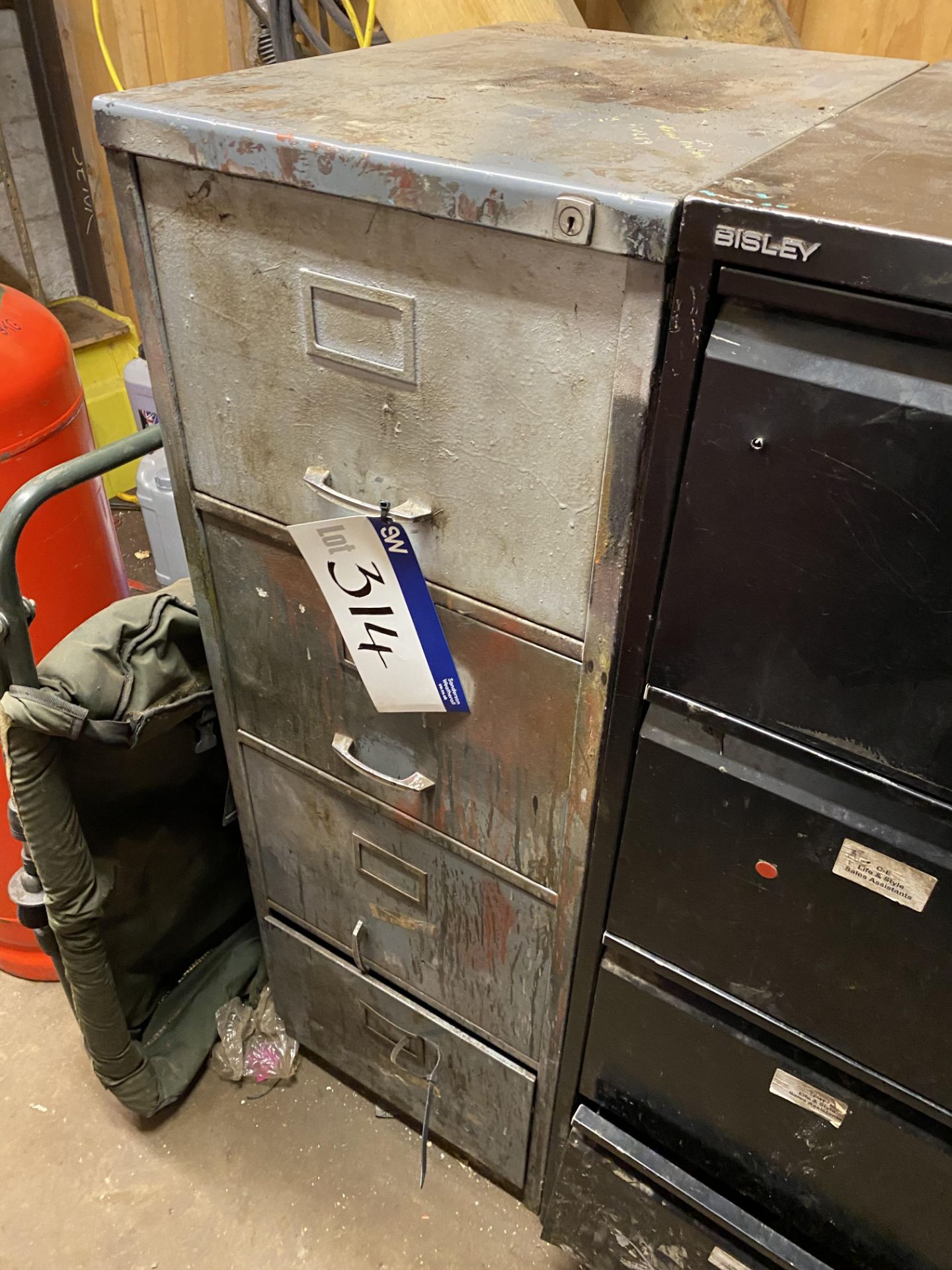 Four Drawer Steel Filing Cabinet, with contents