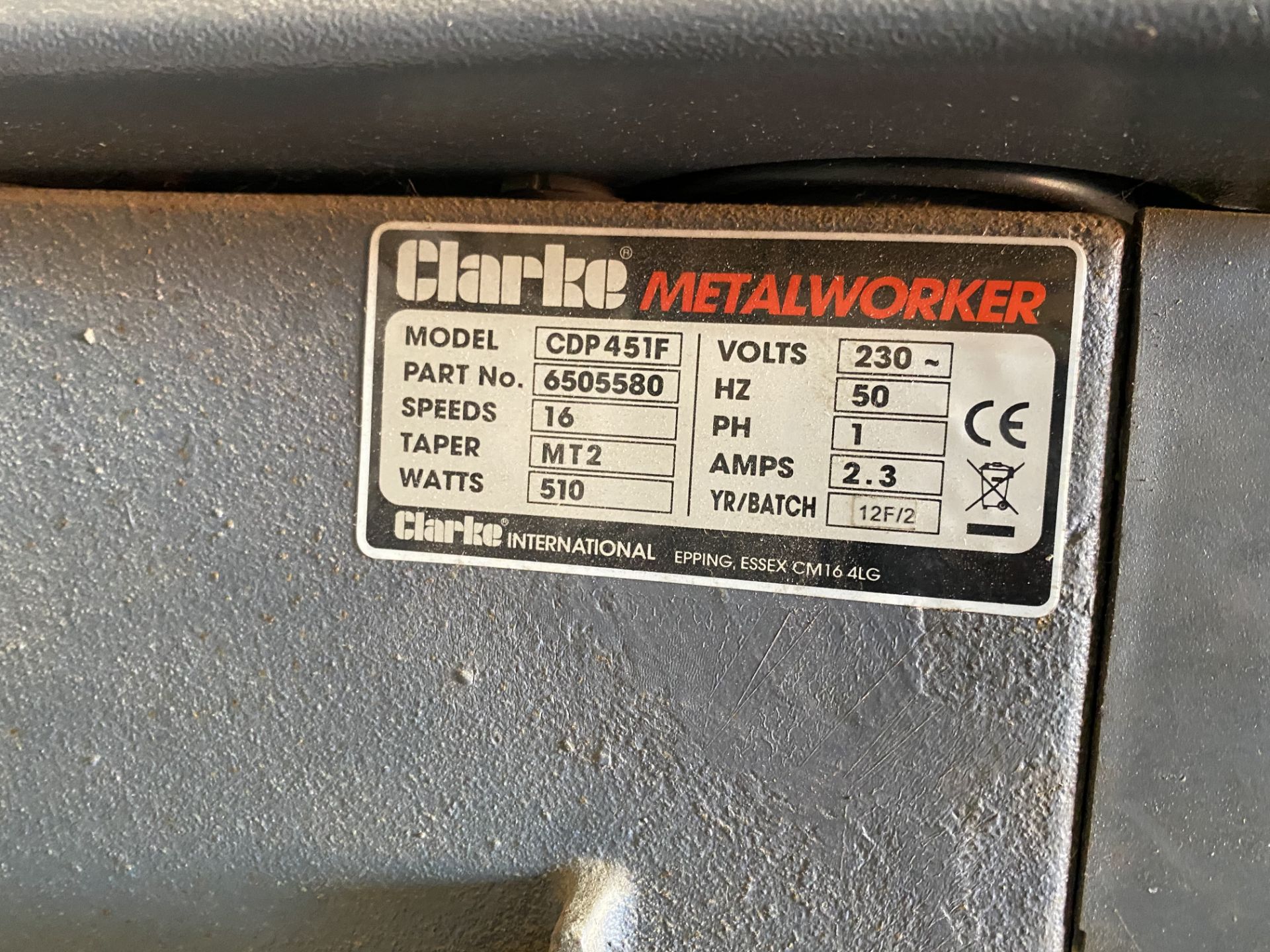 Clarke Metalworker CDP451F 16 Speed Pillar Drill, - Image 2 of 2