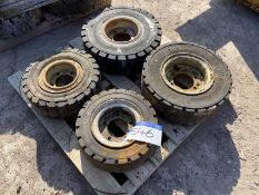 Four Solid Fork Lift Truck Tyres