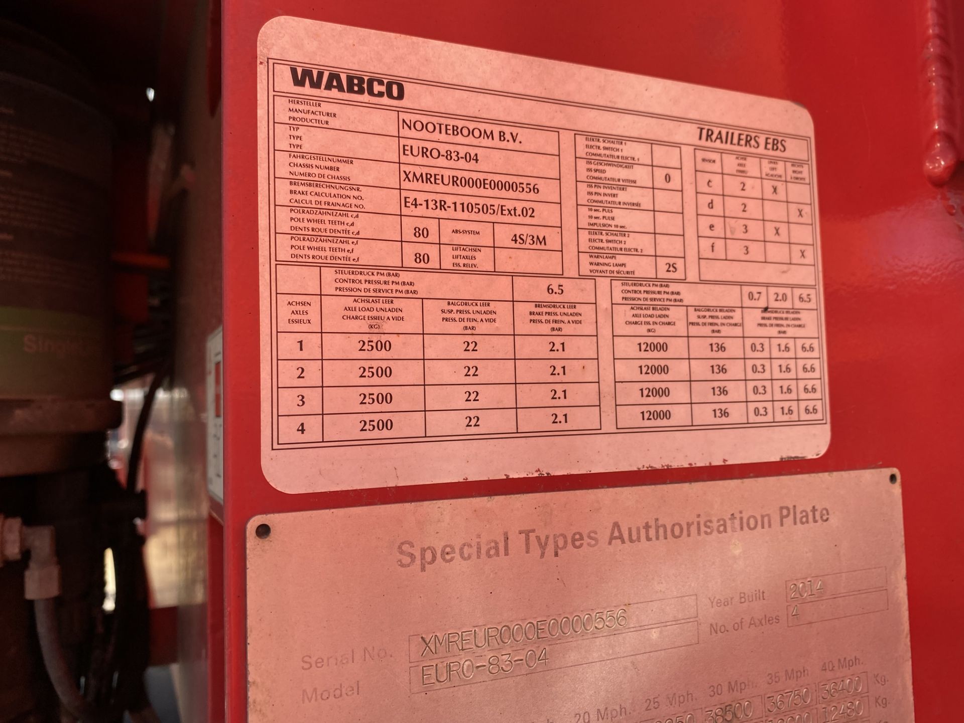Nooteboom Euro-83-04 FOUR AXLE LOW LOADER TRAILER, - Image 6 of 6