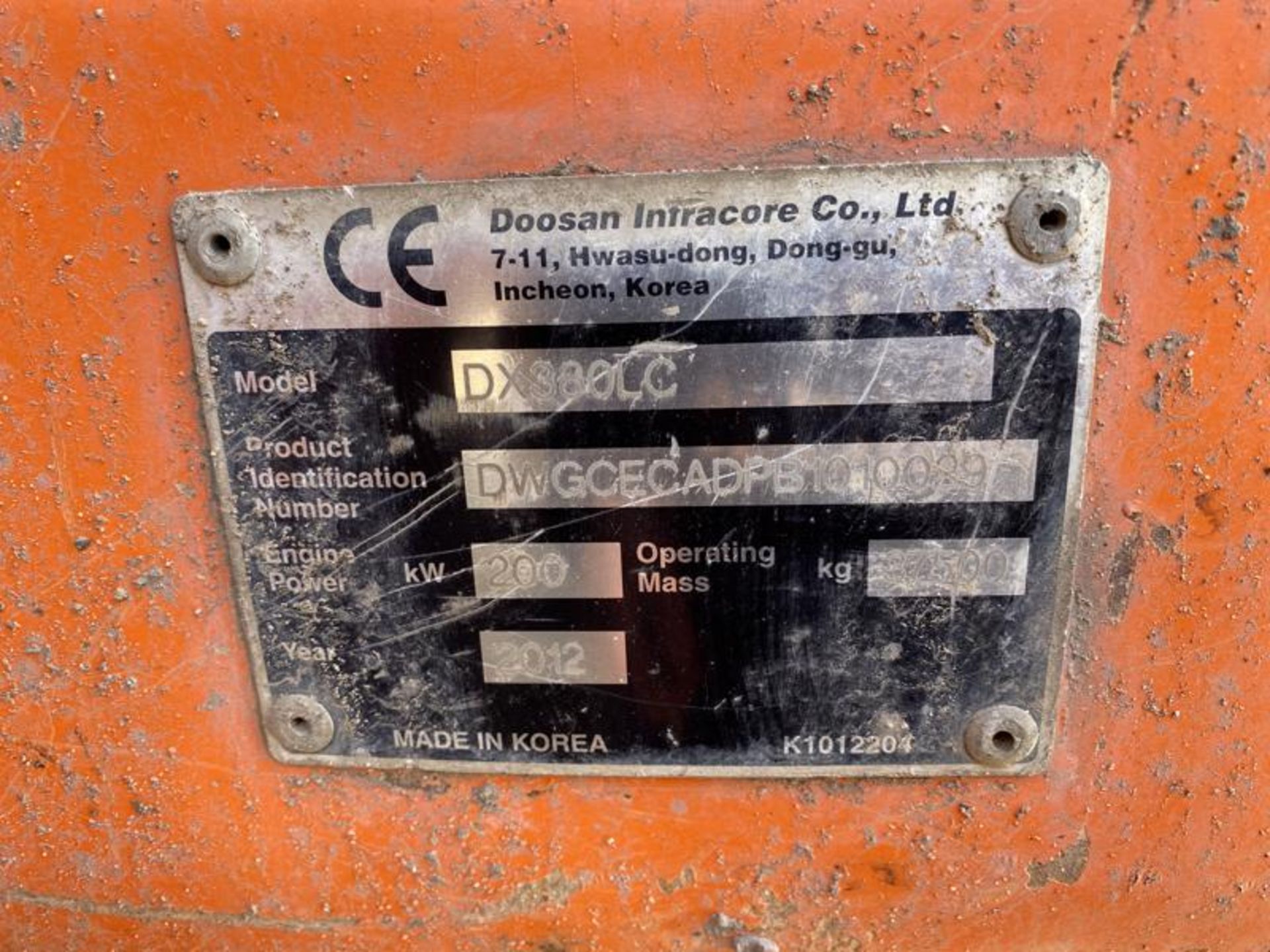 Doosan DX380LC CRAWLER EXCAVATOR, PIN DWGCELADPB10 - Image 7 of 7