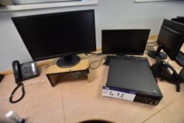 Lenovo ThinkCentre Core i3 Computer, (hard disc formatted), with two flat screen monitors,